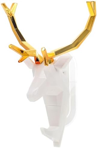 White ABS Antler Coat Hook Wall Hanger for Towels Scarves Bathroom
