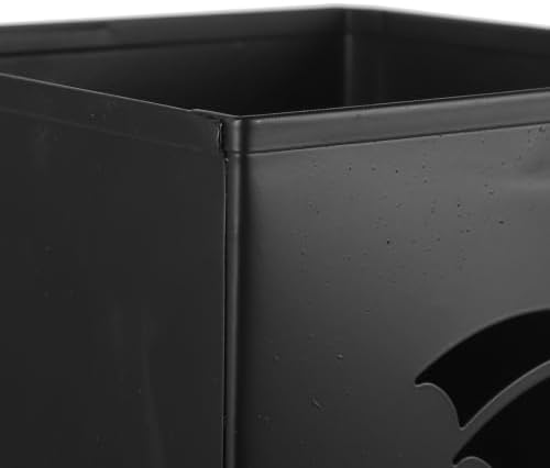 Black Metal Umbrella Stand with Hollow Design for Entryway Cane
