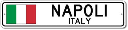 Napoli, Italy - Italian Flag Sign - Metal Novelty Sign for Home