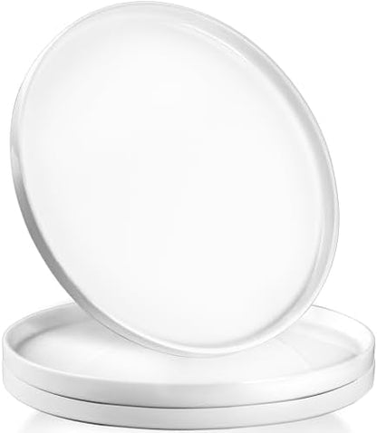 Dizada 12" Round Serving Platters Set of 3 - White Porcelain Serving