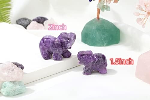 2" Amethyst Elephant Decor Natural Healing Crystal Stones Polished