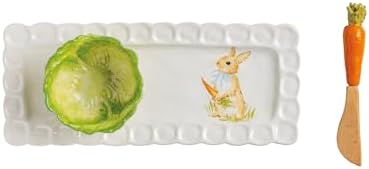 Mud Pie Easter Bunny Tray, Cabbage Tidbit Bowl, and Carrot Spreader