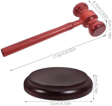 Wooden Judge Gavel with Sound Block and Base, Retro Office Desk