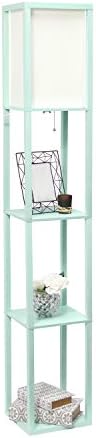Simple Designs LF1014-AQU Etagere Organizer Storage Shelf Linen Shade