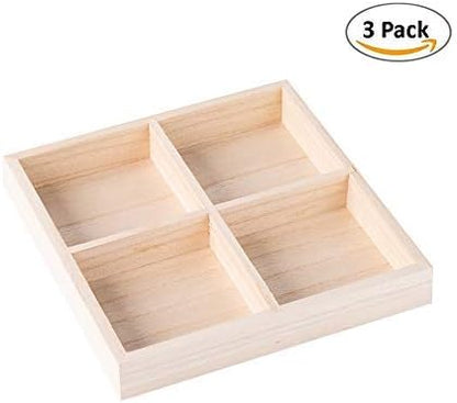 Hammont Square Wooden Trays – Sectional Divided Serving & Snack