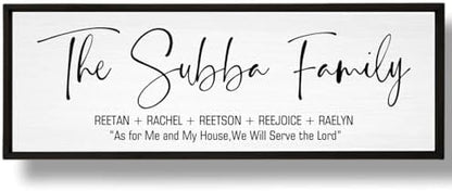 Personalized Framed Wooden Family Name Sign for Home Decor Wall