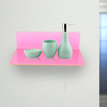 VILLCASE 2pcs Acrylic Wall Mounted Floating Shelf Keys and Small