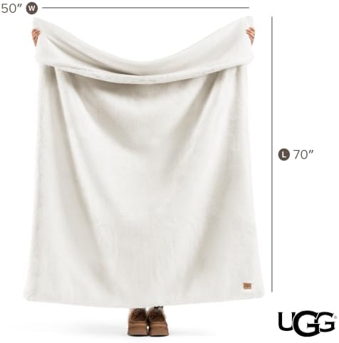 UGG Euphoria Throw Blanket, Plush Faux Fur Blanket, 50" x 70", White