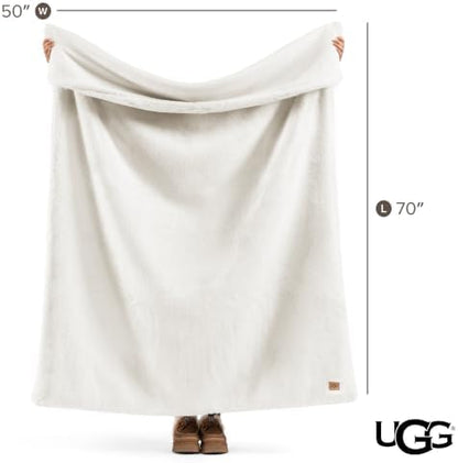 UGG Euphoria Throw Blanket, Plush Faux Fur Blanket, 50" x 70", White