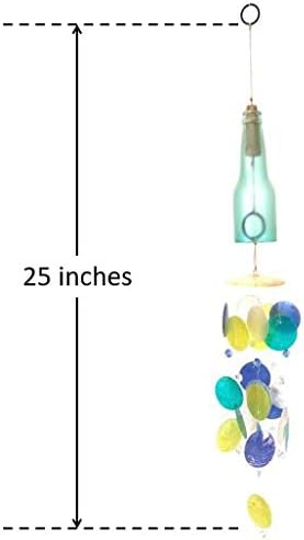 Handcrafted Sustainable Patio Garden Wind Chime 25” Upcycled Sea Aqua