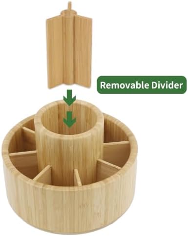 VaeFae 360 Rotating Bamboo Pen Holder for Desk, Art Supply Storage