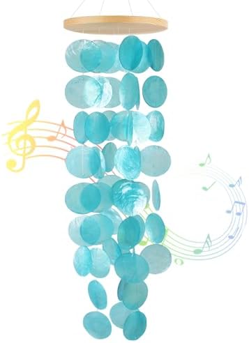 Capiz Shell Wind Chimes, Coastal Style Indoor Outdoor Garden Decor
