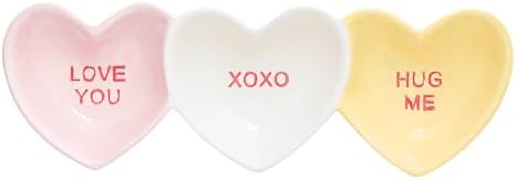 10 Strawberry Street Candy Hearts 3-Section Serving Tray, Set of 2