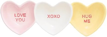 10 Strawberry Street Candy Hearts 3-Section Serving Tray, Set of 2
