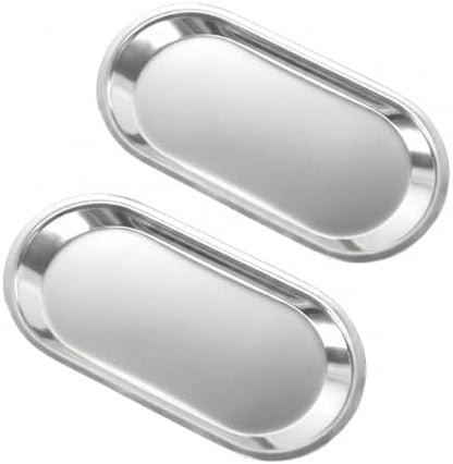 Silver Tray 2 Pack Stainless Steel Decorative Tray 7 in Vanity Tray