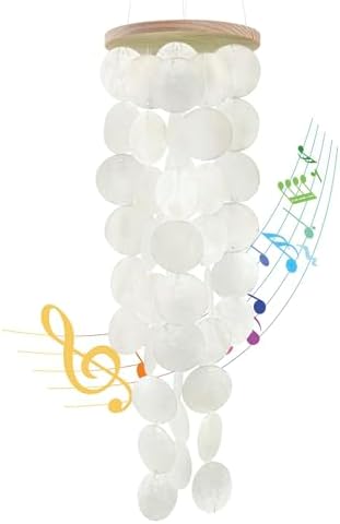 Wind Chimes for Outside - Handcrafted White Capiz Shells Windchime