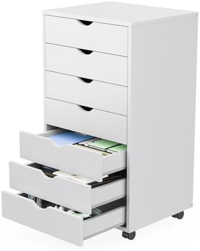 Sweetcrispy 7 Drawer Rolling Storage Cabinet with Wheels, Wood