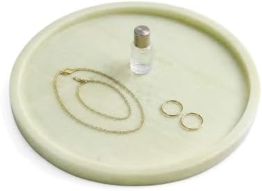 Solid Green Marble Vanity Tray, Luxury Decorative Trays, Round Vanity