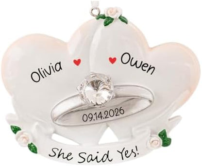 Personalized Our First Christmas Engaged Ornament 2026 | Customized