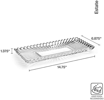Mikasa Estate Crystal Glass Rectangular Serving Decorative Tray