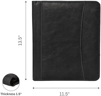 Leather Business Portfolio Padfolio Document Organizer with Writing