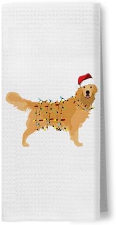Christmas Golden Retriever Kitchen Towels, Golden Retriever Gifts for