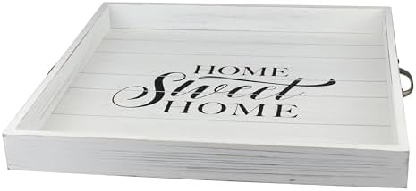 Stonebriar Square Worn White Home Sweet Home Decorative Wooden Tray