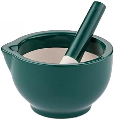 Mortar and Pestle Set Porcelain Mortar and Pestle Set, Dark Green