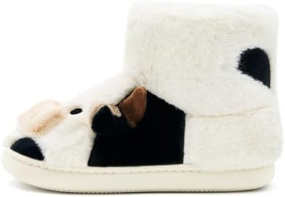 Jerzmy Fuzzy House Cow Slippers for Women Men, Cozy Warm