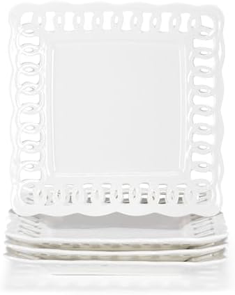 Ceramic Square Dinner Plates, 11 inch Square Serving Plate Set of 4