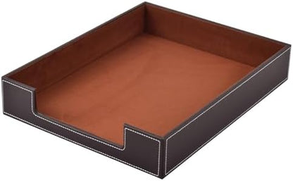 Leather Letter Tray, Office Supplies Desk Organizer for Mail Paper
