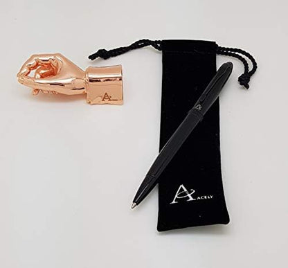 ACELY Executive Glossy Black Ball Point Pen with Hand Shape Pen Holder