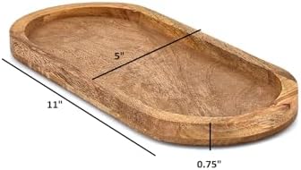Platters Mango Wood Natural Wood Serving Platters Set with Lip Oval