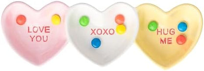10 Strawberry Street Candy Hearts 3-Section Serving Tray, Set of 2