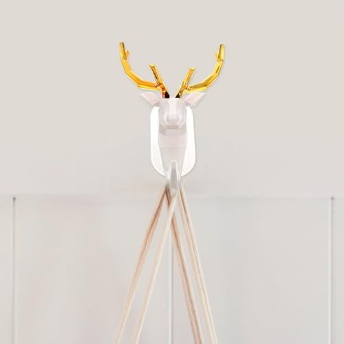 White ABS Antler Coat Hook Wall Hanger for Towels Scarves Bathroom