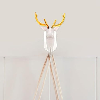 White ABS Antler Coat Hook Wall Hanger for Towels Scarves Bathroom
