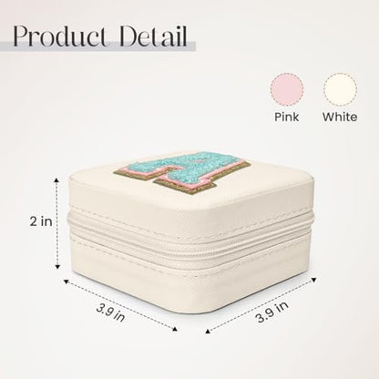 SANDJEST Personalized Jewelry Box, White Travel Jewelry Box with
