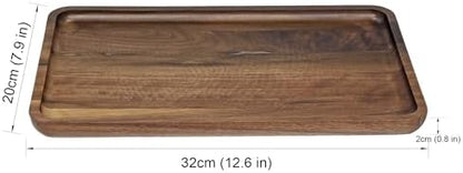 Wooden Serving Tray Walnut Wood Breakfast Platter Food Snack Dessert