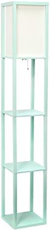 Simple Designs LF1014-AQU Etagere Organizer Storage Shelf Linen Shade
