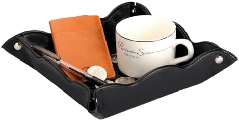 Valet Tray for Men Women - PU Leather Travel Catchall Tray Organizer