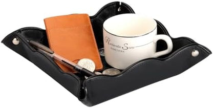 Valet Tray for Men Women - PU Leather Travel Catchall Tray Organizer
