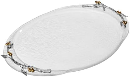 Fitz and Floyd Nature's Greeting Glass Serve Decorative Tray, 14 x