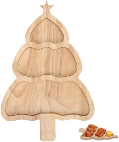 Christmas Tree Serving Tray, 12" Wooden Christmas Charcuterie Board