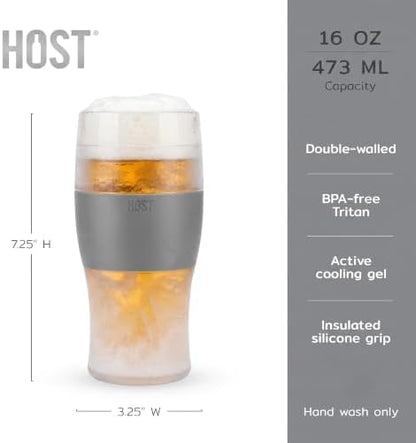 Host Freeze Beer Glasses, Freezable Beer Gifts for Men, Double Wall