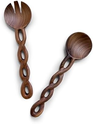 Salt & York 13-Inch Walnut Wood Salad Tongs, Handcrafted Wooden