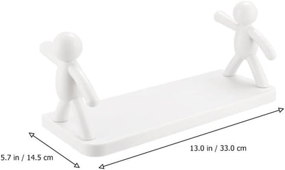 2 Mounted Hook Rack Floating Wall Shelves for Bedroom Bathroom Kitchen