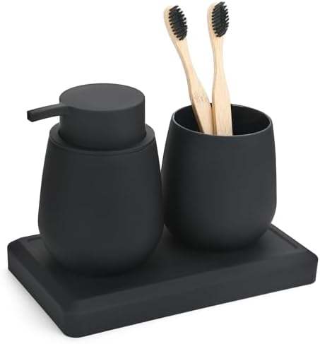 Black Bathroom Accessories Set, Modern 3 Pcs Bathroom Essentials