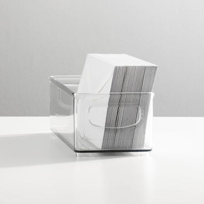 mDesign Small Plastic Office Storage Container Bins with Handles for