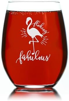 C M Flocking Fabulous Flamingo Stemless Wine Glass Gift for Women