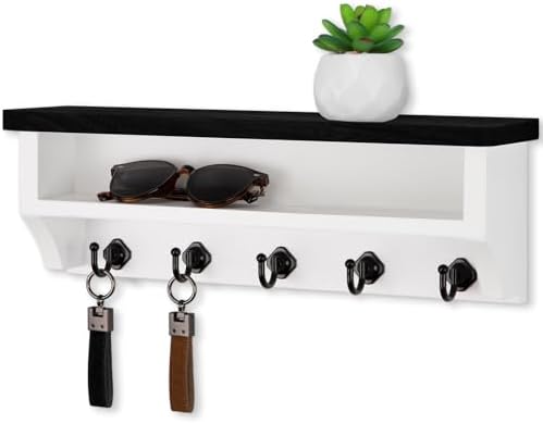 Nekon Key Holder Wall Mount, Wall Organizer Shelf with 5 Key Hooks